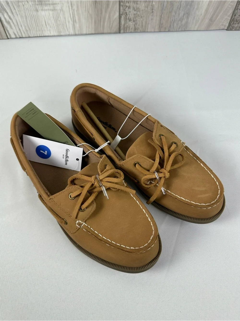 Mens Cognac Lace-Up Moc Toe Boat Shoes